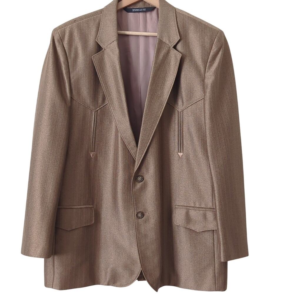 Los Altos Boots Western Wear Blazer‎ Jacket Men's 40R Brown Cowboy Rodeo 1970s?